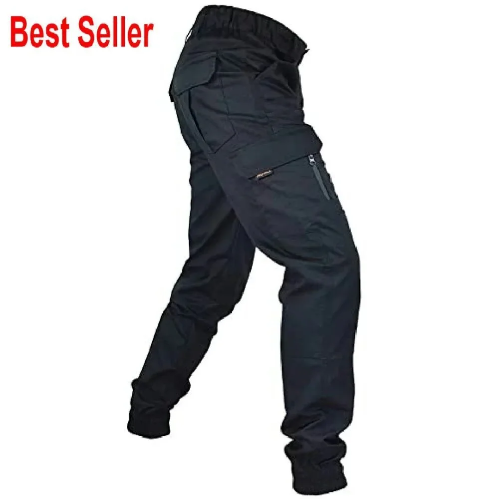 Men's Tactical Cargo Pants Ripstop Fabric Relaxed Fit Outdoor Utility Pockets
